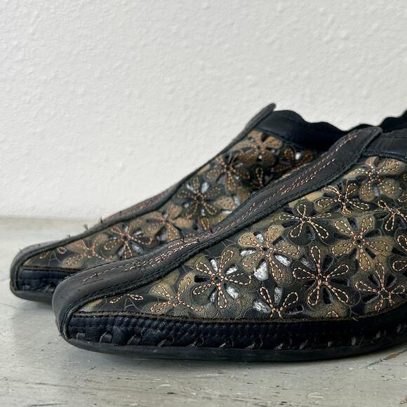 PIKOLINOS Black and Gold Floral Mules - Picture 4 of 14